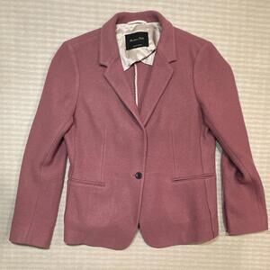 Massimo Dutti Pink Women's Blazer Notch Lapel Lined One-Button Long Sleeve